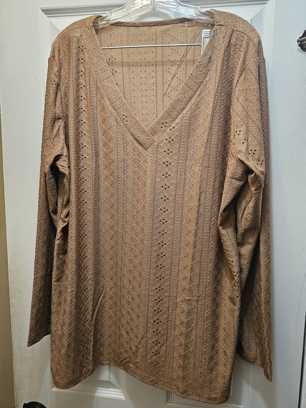 New Long Sleeve V-Neck  Shirt in Light Brown